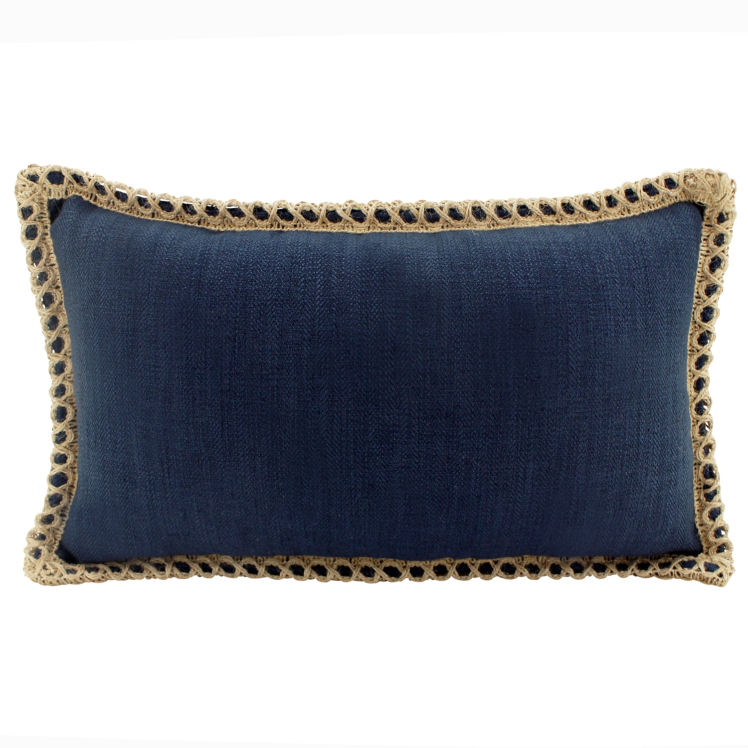 Trimmed Border Rectangular Linen-Blend Cushion