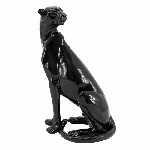 Gloss Finish Sitting Leopard Statue Temple & ster