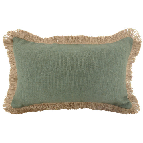 Sagelane Fringed Rectangular Linen Cushion 