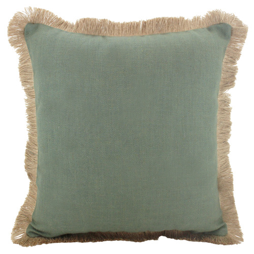 SageLane Fringed Square Linen Cushion | Temple & Webster