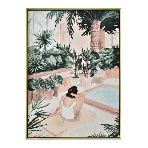 SageLane Greenhouse Pool Painted Framed Canvas Wall Art | Temple & Webster
