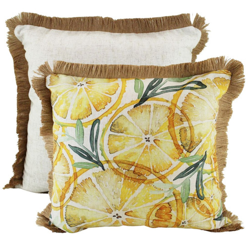 Feeling Zesty Square Linen-Blend Cushion
