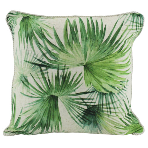 Under Palms Square Linen-Blend Cushion