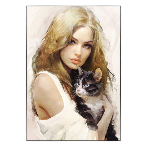 Portrait Of Lady Framed Canvas Wall Art
