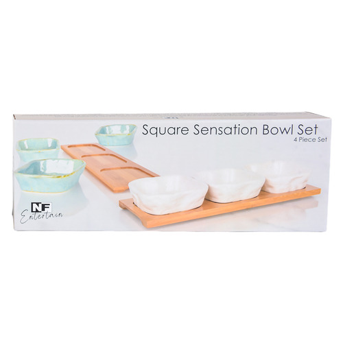 Elgin Ceramic Square Dip Bowl & Tray Set