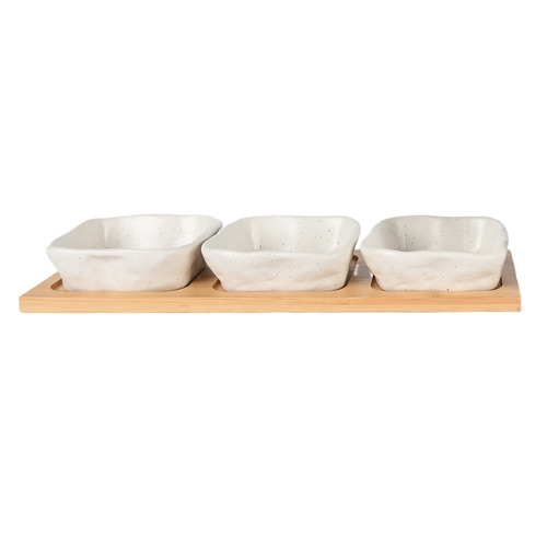 Elgin Ceramic Square Dip Bowl & Tray Set