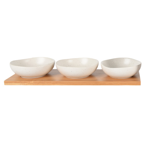 Elgin Ceramic Round Dip Bowl & Tray Set