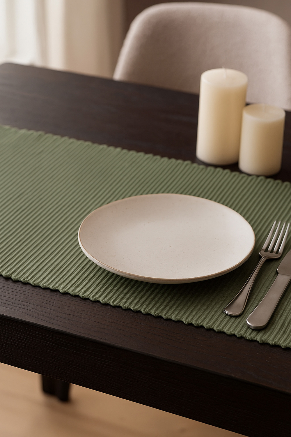 Napery Cotton-Blend Ribbed Table Runner