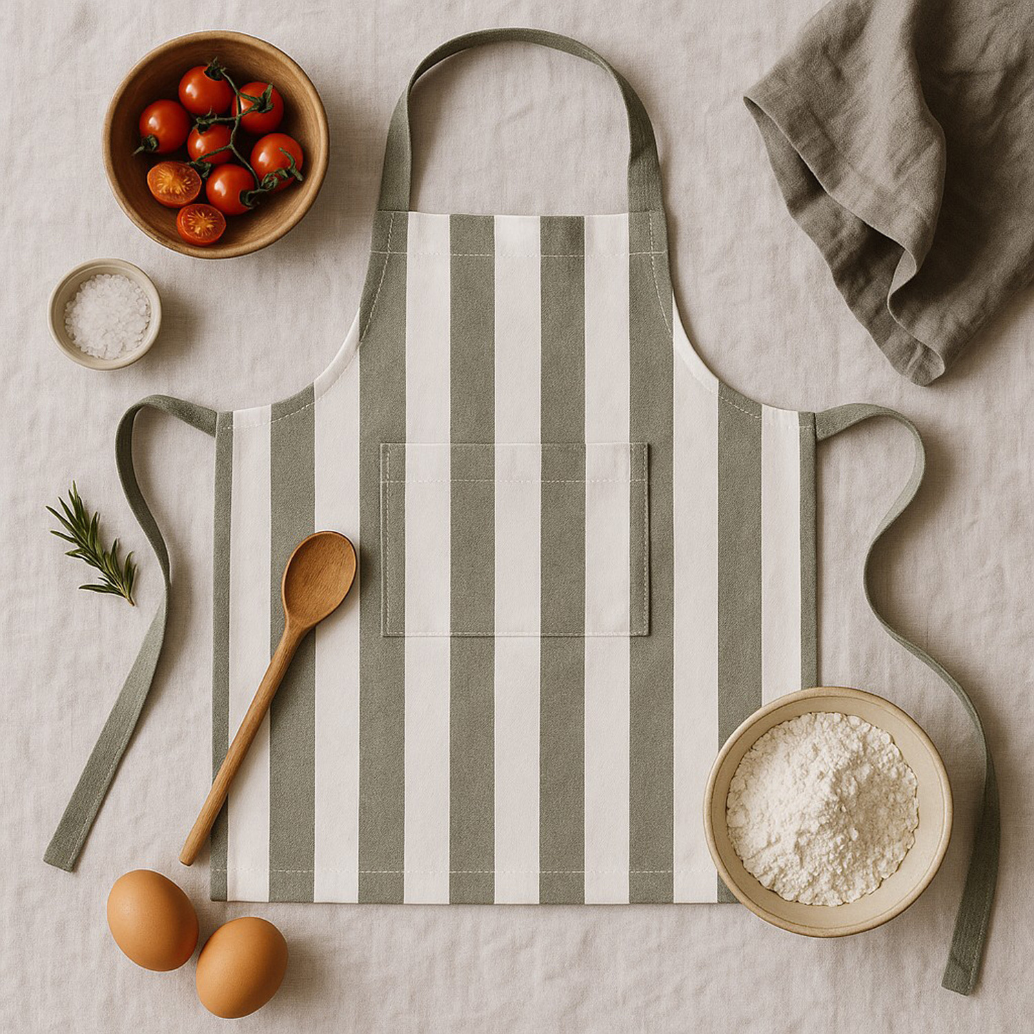 Napery Striped Cotton-Blend Apron