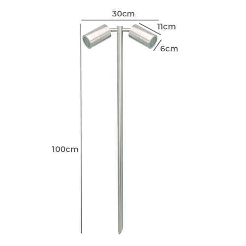Talha 2 Light Stainless Steel Tri-Colour LED Spike Light