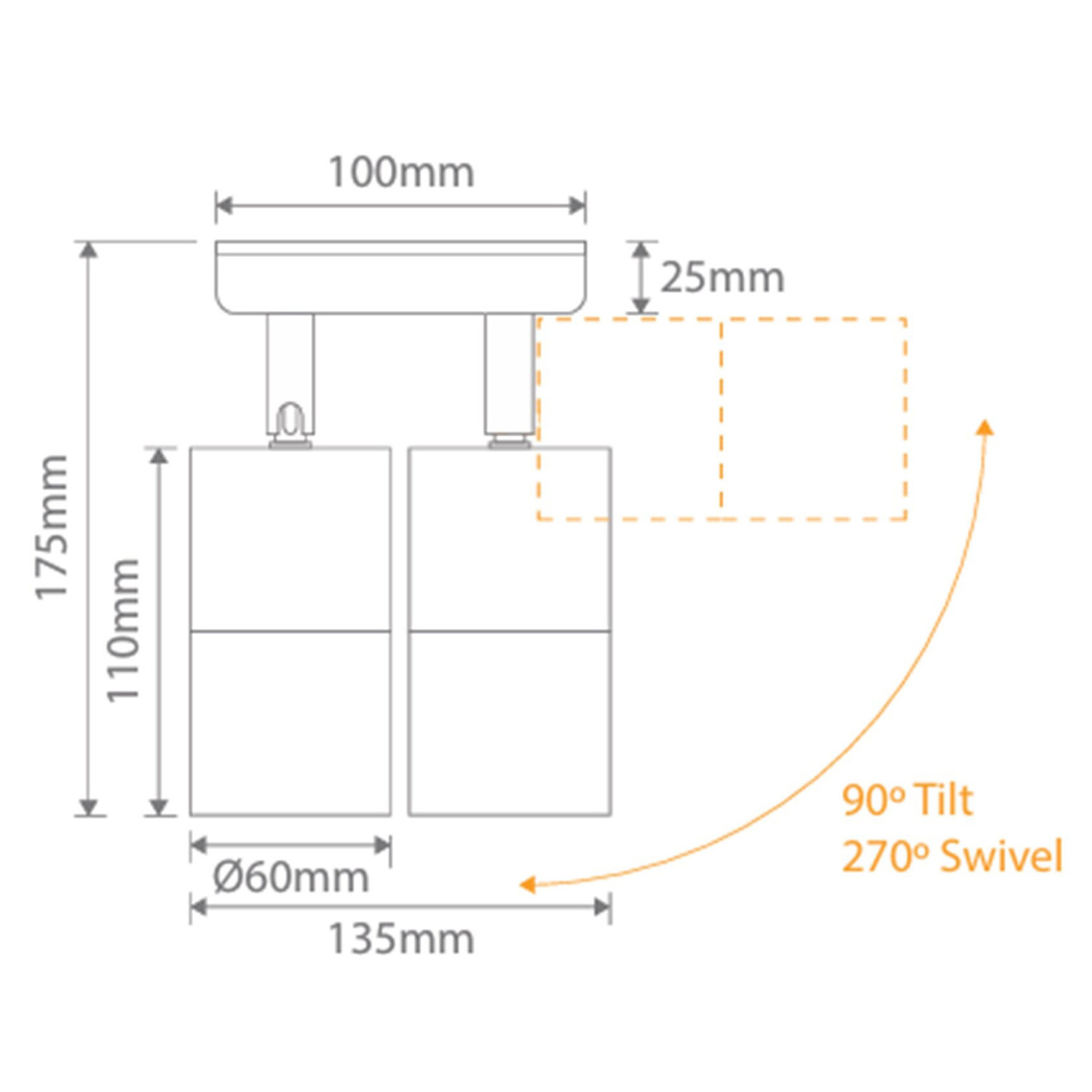 Muirgel 12V 2 Light Tri-Colour Adjustable LED Outdoor Spotlight