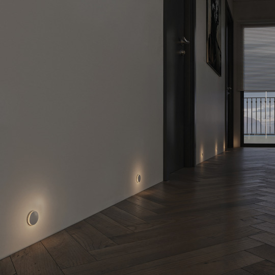 Aura-Aluminium-Round-240V-Low-Level-Recessed-LED-Wall-Light