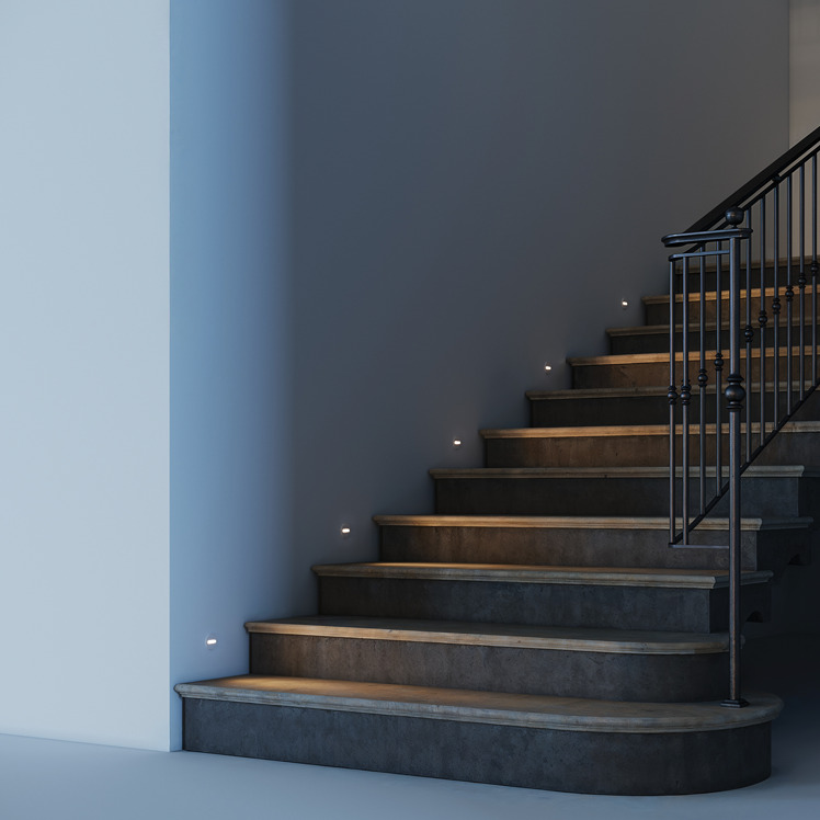 Aura-Aluminium-Round-240V-Low-Level-Recessed-LED-Wall-Light