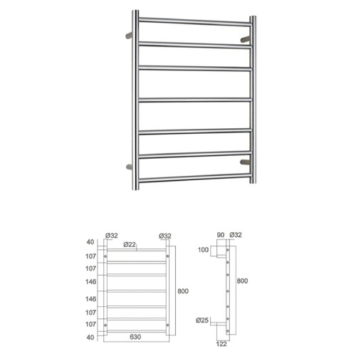 ECT Global Heated Towel Ladder Temple & ster