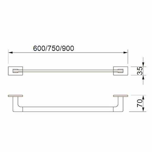 Bianco Chrome Single Towel Rail