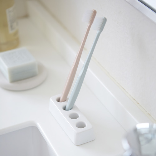 White Yamazaki Ceramic Toothbrush Holder with Stand