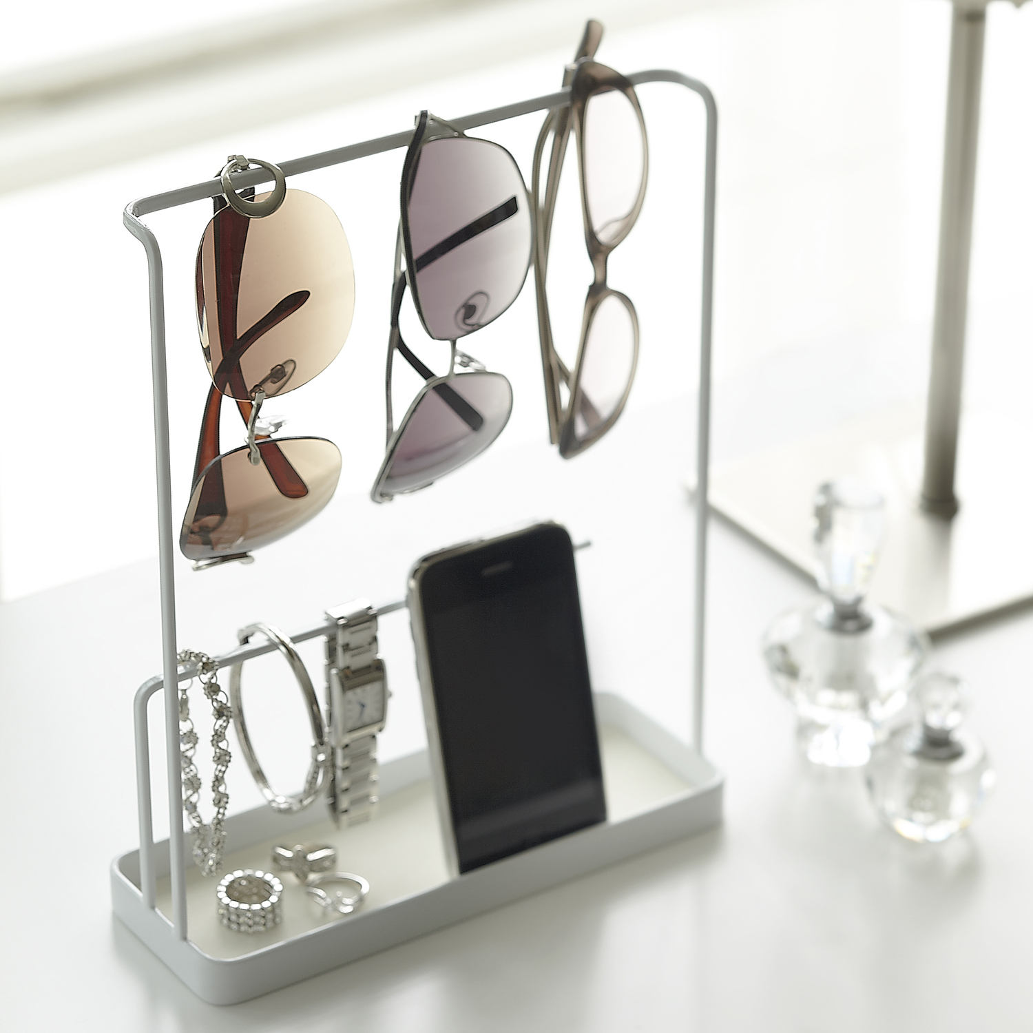 White Tosca Metal Accessory & Sunglasses Rack