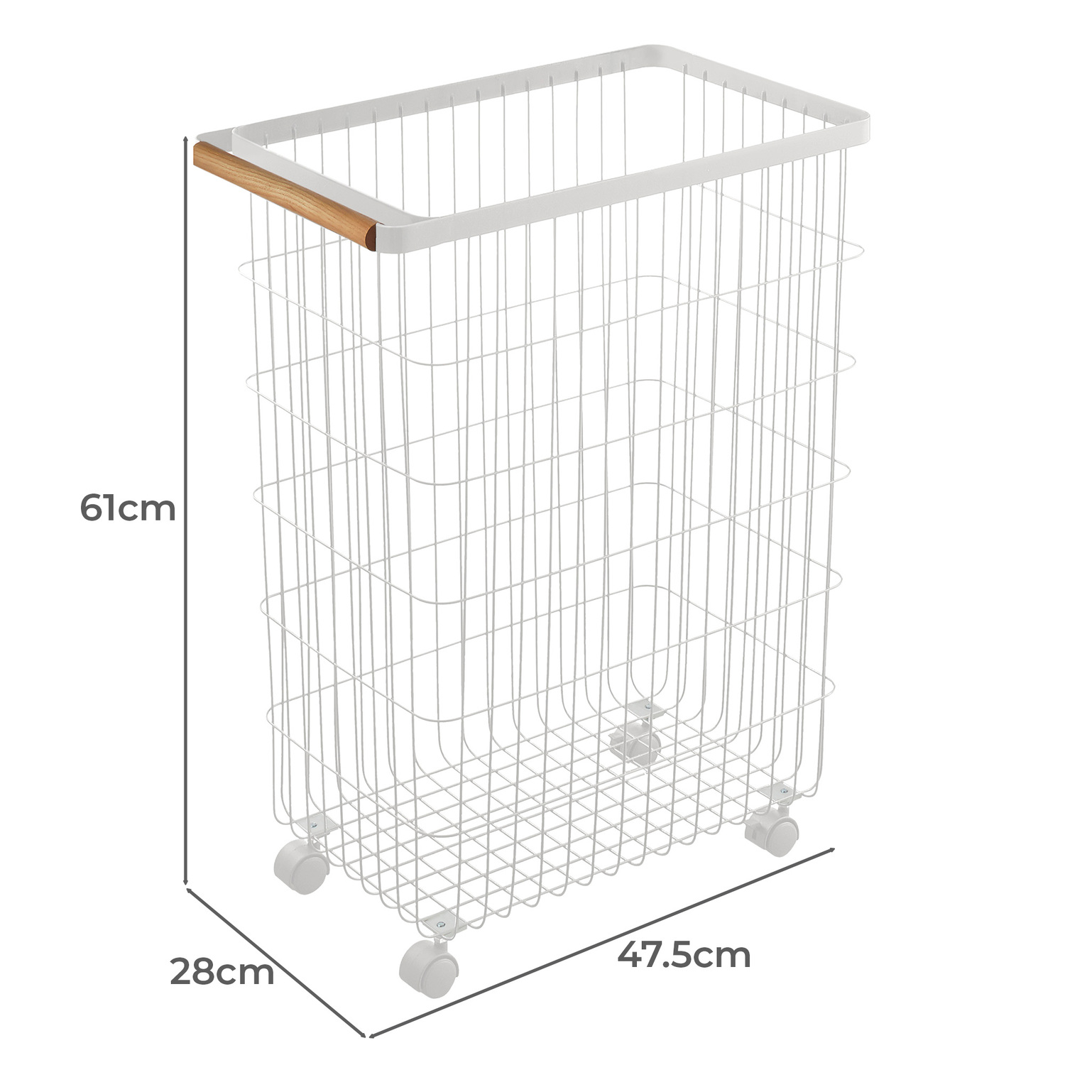 White Tosca Steel Laundry Basket with Wheels