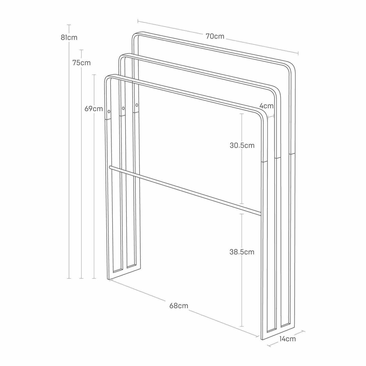Tower 800 x 700mm White 3 Bar Towel Stand
