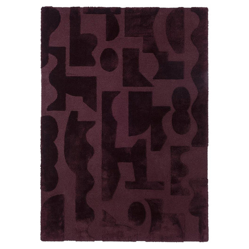 Burgundy Twinset Mural Tufted Wool Rug
