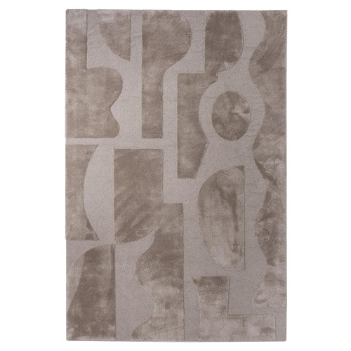 Cement Twinset Mural Tufted Wool Rug
