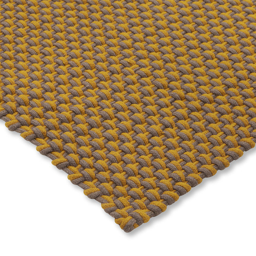 Mustard Taupe Lace Hand-Woven Outdoor Rug