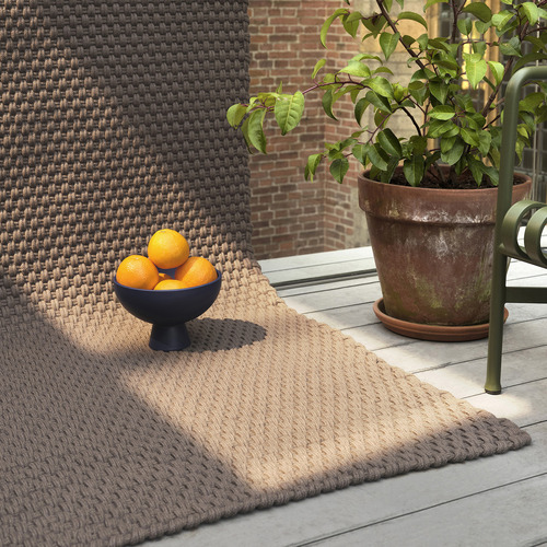 Grey & Taupe Lace Hand-Woven Outdoor Rug