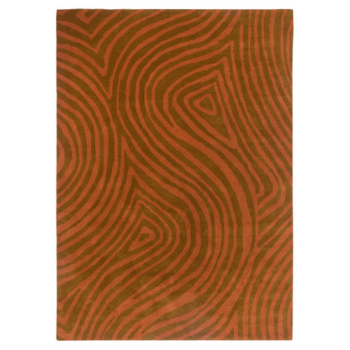 Burnt Orange Decor Groove Hand-Tufted Pure New Wool Rug