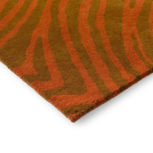 Burnt Orange Decor Groove Hand-Tufted Pure New Wool Rug