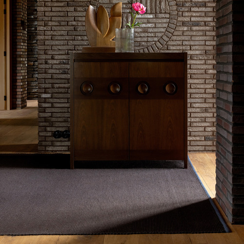 Cacao Grid Hand-Woven Pure New Wool Rug
