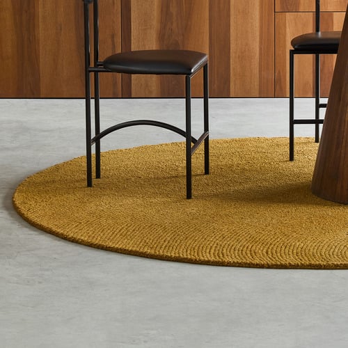 Ochre Echo Hand-Tufted Pure New Wool Round Rug
