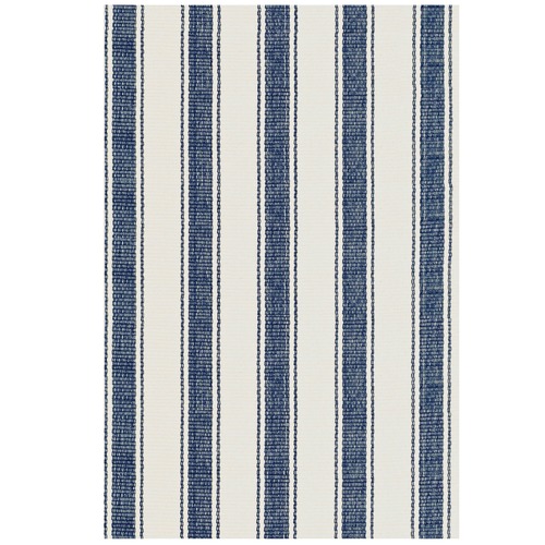 Dash & Albert Rug Company Blue Awning Stripe Indoor Outdoor Rug