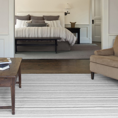 Dash & Albert Rug Company Grey Gradation Ticking Stripe Cotton Rug