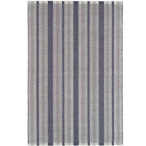 Navy Stripe Herringbone Cotton Rug