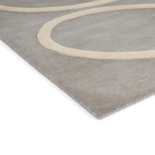 Grey & White Giant Linear Stem Wool Rug