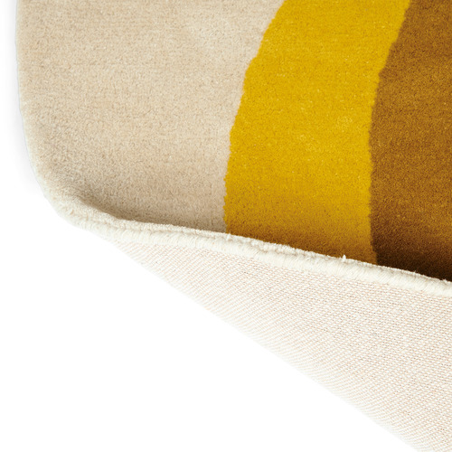Yellow Sunflower Hand-Tufted Wool Round Rug