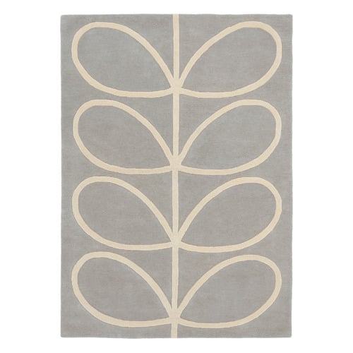 Grey & White Giant Linear Stem Wool Rug