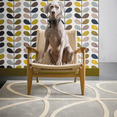 Grey & White Giant Linear Stem Wool Rug