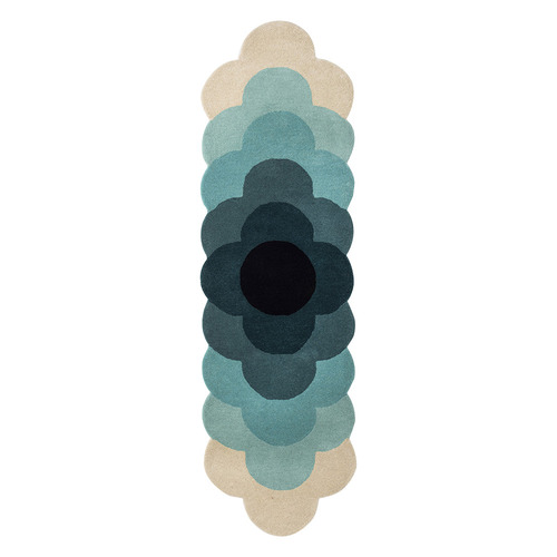 Teal Optical Flower Hand-Tufted Wool Rug