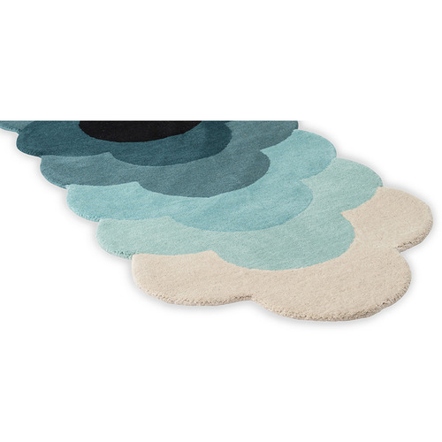 Teal Optical Flower Hand-Tufted Wool Rug