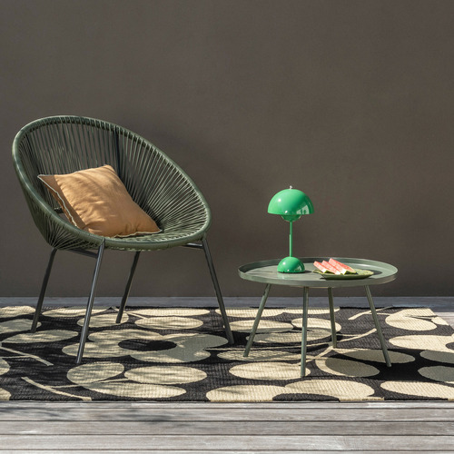 Monochrome Stem Spring Hand-Hooked Outdoor Rug