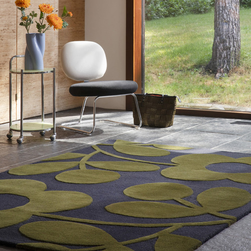 Marine Sprig Stem Hand-Tufted Pure New Wool Rug