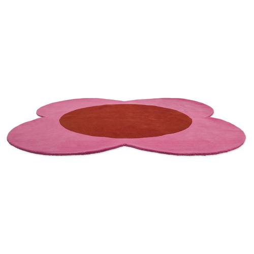 Pink Flower Spot Hand-Tufted Pure New Wool Rug