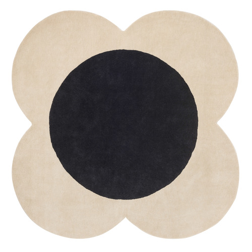 Ecru Flower Spot Hand-Tufted Pure New Wool Rug