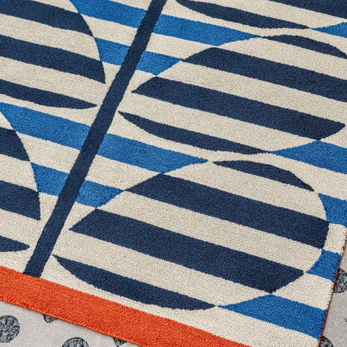 Azure Stripy Stem Azure Outdoor Rug
