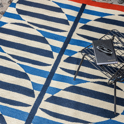 Azure Stripy Stem Azure Outdoor Rug