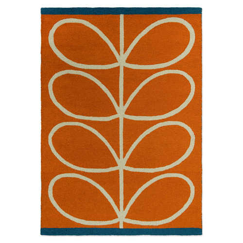 Orange Linear Stem Orange Outdoor Rug