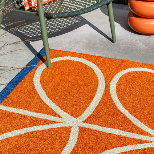 Orange Linear Stem Orange Outdoor Rug