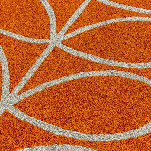 Orange Linear Stem Orange Outdoor Rug