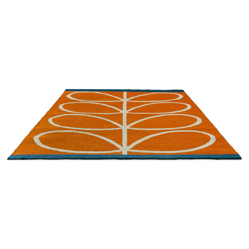 Orange Linear Stem Orange Outdoor Rug